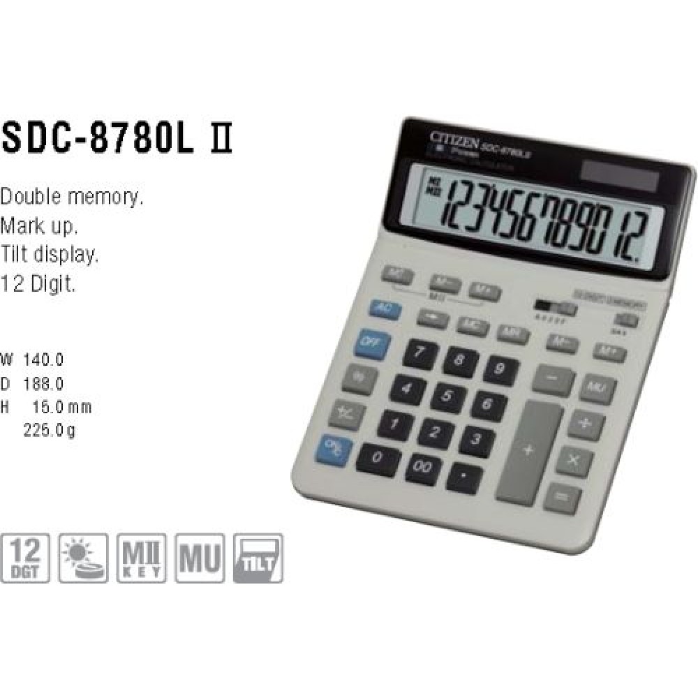 CITIZEN CALCULATOR (12 DIGITS) SDC8780LII
